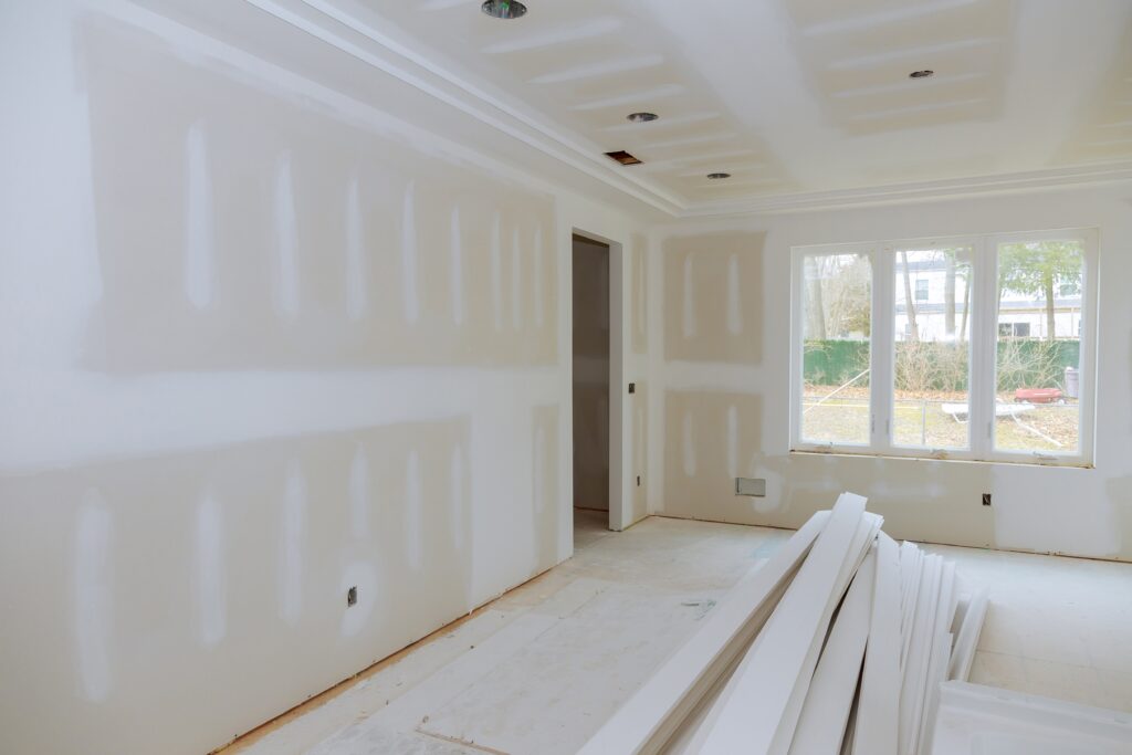 Construction building industry new home construction interior drywall and finish details Light white